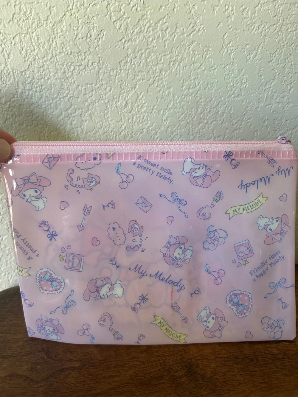 Sanrio 2017 My Melody Pink and Light Blue Clear Vinyl Pouch